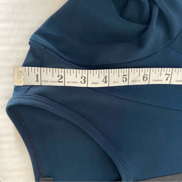 Sun Kim Comfy USA Blue Stretch Jersey Dress Size XS Zip Front Lantern Balloon - Picture 12 of 15